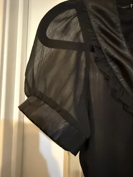 Charlotte Russe Black Sheer Ruffle-Trim Blouse - Picture 4 of 6